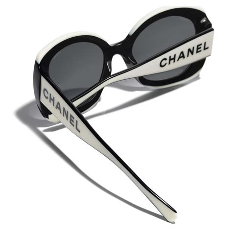 all black chanel glasses|Chanel black and white sunglasses.